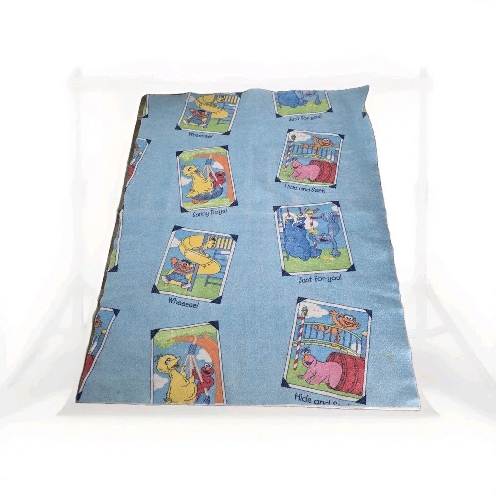 Vintage Sesame Street Baby Blanket Big Bird Ernie Elmo Playground‎ Blue